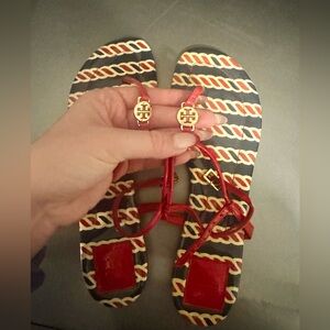 Tory Burch Red Emmy Patent Leather Sandals